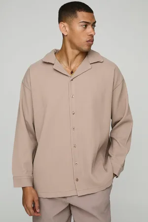 Boohoo Oversized Geplooid Overhemd Met Lange Mouwen En Revers Kraag