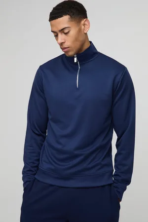 Boohoo Slim Fit Interlock Trui Met Hoge Kraag En Korte Rits
