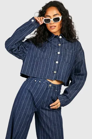 Boohoo Gestreepte Boxy Spijkerjas