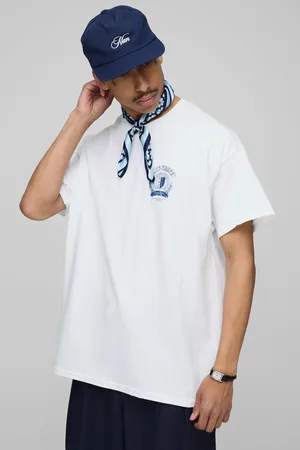 Boohoo Oversized Wit Saint Tropez T-Shirt Met Brede Nek En Logo