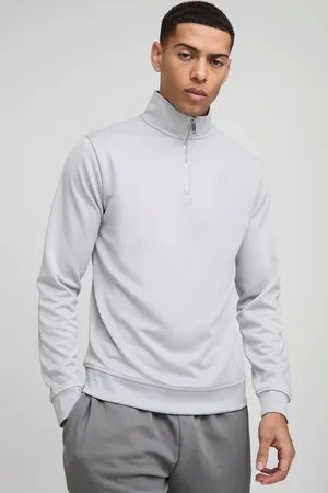 Boohoo Slim Fit Interlock Trui Met Hoge Kraag En Korte Rits
