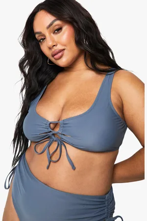 Boohoo Plus Gewatteerde Bikini Top Met Veters