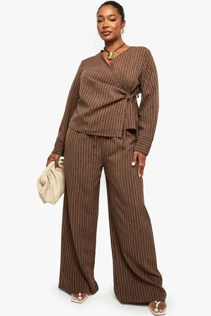 Boohoo Plus Wide Leg Broek Met Trektouwtjes
