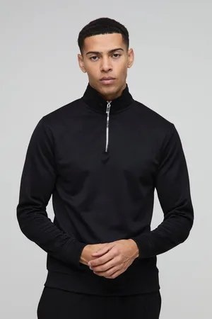 Boohoo Slim Fit Interlock Trui Met Hoge Kraag En Korte Rits