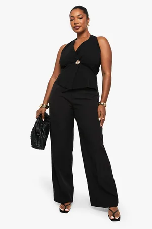Boohoo Plus Geweven Getailleerde Slim Fit Broek Met Rechte Pijpen