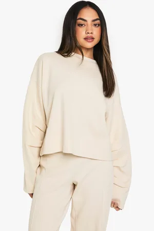 Boohoo Interlock Trui Met Geplooide Mouwen