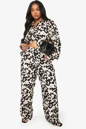 Boohoo Plus Wide Leg Broek Met Elastische Rug