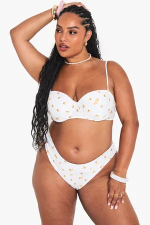 Boohoo Plus Gewatteerde Bikini Top Met Mandarijnen Print En Balkon