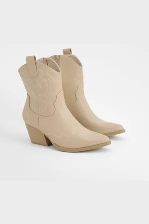 Boohoo Western Enkellaarsjes Met Stiksels