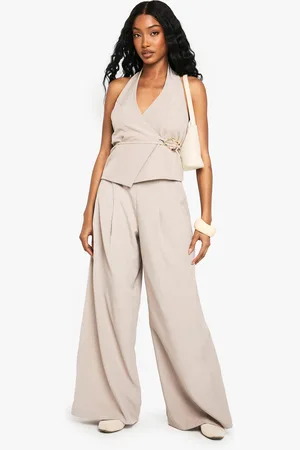 Boohoo Geweven Platgeslagen Wide Leg Broek