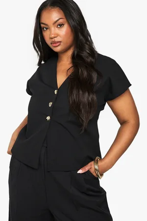 Boohoo Plus Gilet Met Gouden Knopen En Structuur