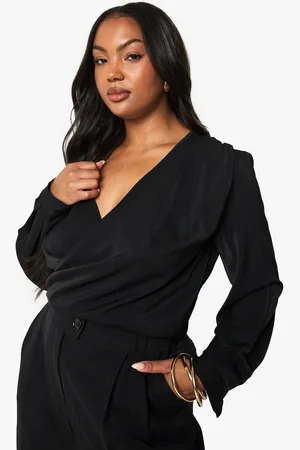 Boohoo Plus Top Met Lange Mouwen En Kraag