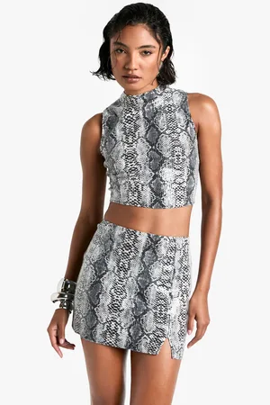 Boohoo Tall Mini Slangenprint Mini Rokje Met Pailletten