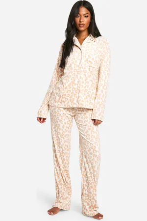 Boohoo Tall Fleece Monochrome Luipaardprint Pyjama Set
