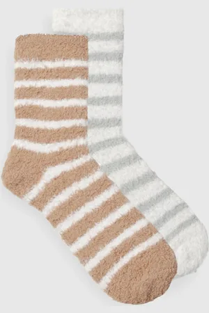 Boohoo Gestreepte Pluizige Slobberige Sokken (2 Paar)