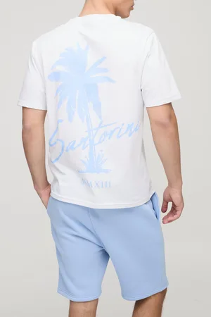 Boohoo Regular Fit Palm Print T-Shirt En Shorts Set