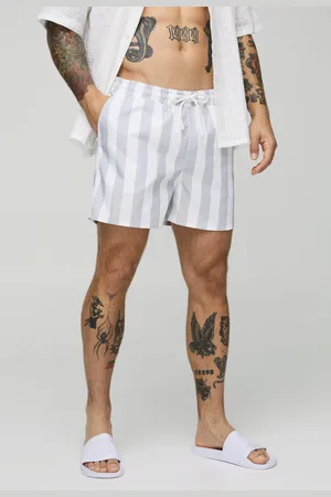 Boohoo Korte Brede Gestreepte Zwembroek