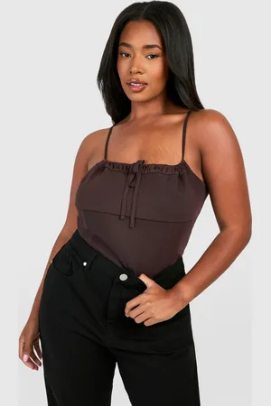 Boohoo Plus Mesh Korset Top Met Strik