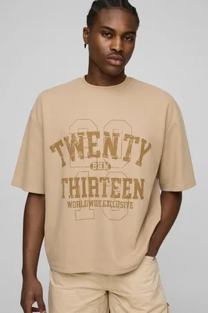 Boohoo Oversized Boxy Wafel Gebreid Varsity T-Shirt Met Print
