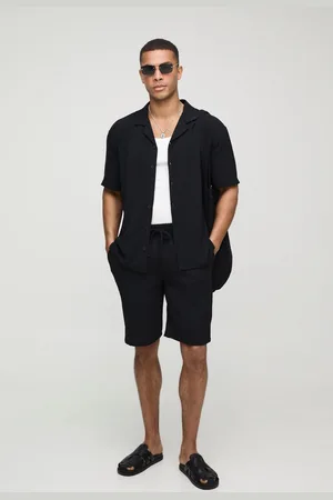 Boohoo Oversized Gekreukeld Overhemd En Baggy Shorts Set