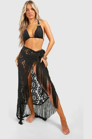 Boohoo Gehaakte Midaxi Wikkel Strand Rok Met Kwastjes