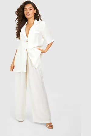Boohoo Gekreukelde Baggy Wide Leg Broek Met Textuur