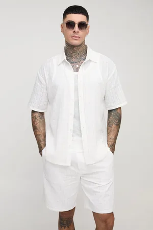 Boohoo Tall Oversized Slub Overhemd Met Textuur En Baggy Shorts Set