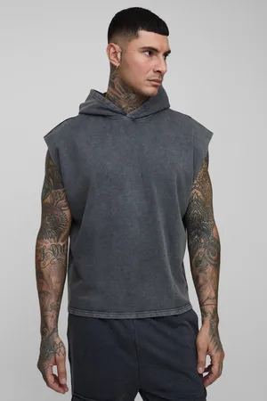 Boohoo Tall Oversized Boxy Mouwloze Acid Wash Gebleekte Hoodie