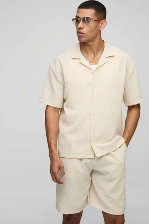 Boohoo Oversized Gekreukeld Overhemd En Baggy Shorts Set