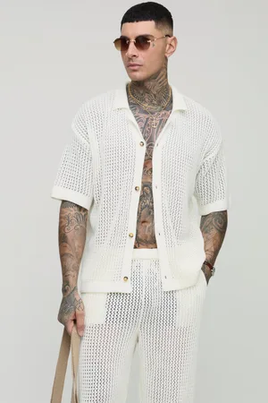 Boohoo Tall Oversized Gebreid Overhemd Met Revers Kraag En Baggy Broek Set