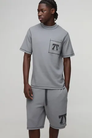 Boohoo Wafel Gebreid T-Shirt En Shorts Set
