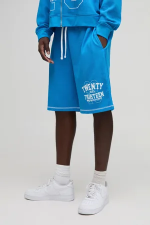 Boohoo Oversized Wafel Gebreide Varsity Shorts Met Print