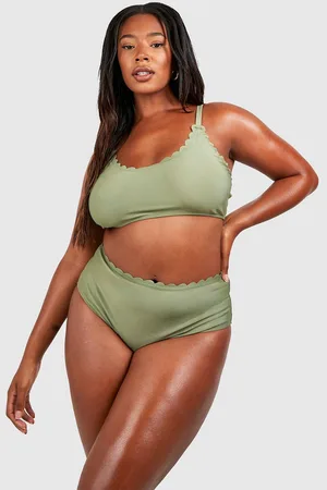 Boohoo Plus Korte Mix & Match Bikini Top Met Geribbelde Zoom