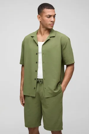 Boohoo Oversized Gekreukeld Overhemd En Baggy Shorts Set