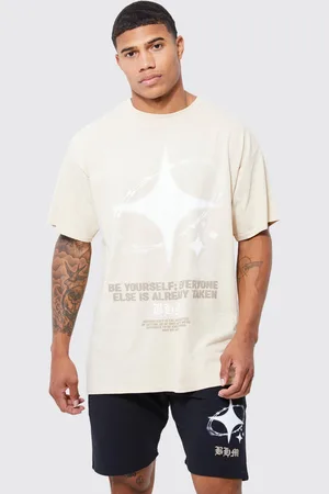 Boohoo Oversized Sterren T-Shirt Met Reliëf En Shorts Set