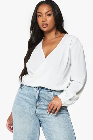 Boohoo Plus Top Met Lange Mouwen En Kraag
