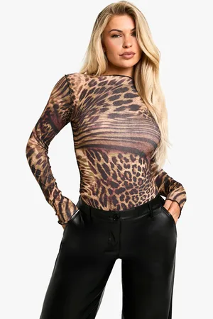 Boohoo Luipaardprint Mesh One Piece Met Textuur En Naaddetail