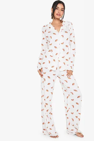 Boohoo Tall Croissant Pyjama Set Met Lange Mouwen En Broek