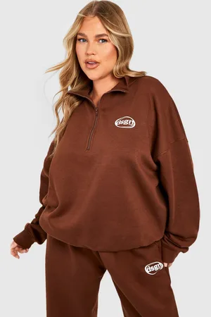 Boohoo Plus Oversized Dsgn Trui Met Korte Rits