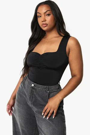 Boohoo Plus Geplooide One Piece Met Dubbele Lagen