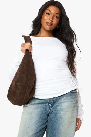 Boohoo Plus Top Met Lange Mouwen En Geplooide Mouwen