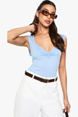 Boohoo Super Zachte One Piece Met Geplooide Buste En Harvormige Hals