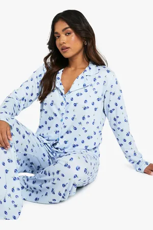 Boohoo Petite Bosbessen Pyjama Set Met Lange Mouwen En Broek
