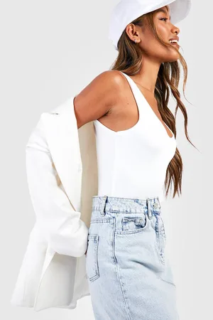 Boohoo One Piece Met Dubbele Lagen En Lage Ronde Hals