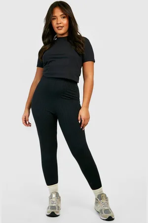 Boohoo Plus Geribbelde High Waist Leggings