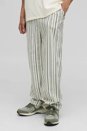 Boohoo Gestreepte Linnen Look Broek Met Elastische Taille