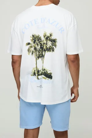 Boohoo Oversized Pour Homme Palm Print T-Shirt En Shorts Set