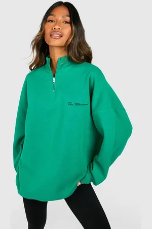 Boohoo Oversized Trui Met Tekst En Korte Rits