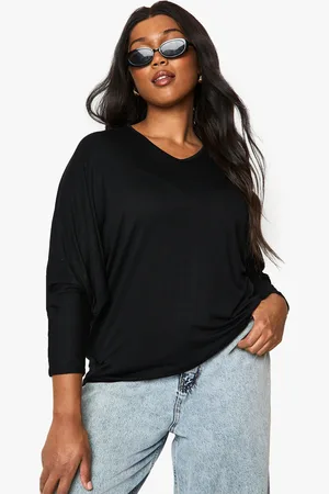 Boohoo Plus Basic T-Shirt Met Lange Mouwen