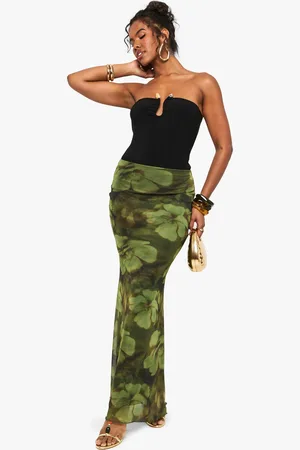 Boohoo Mesh Bloemenprint Maxi Rok Met Print